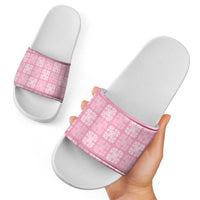 Pink Palaka Quilt Hawaii Slide Sandals Traditional Hawaii-plaid Pattern LT14 - Polynesian Pride