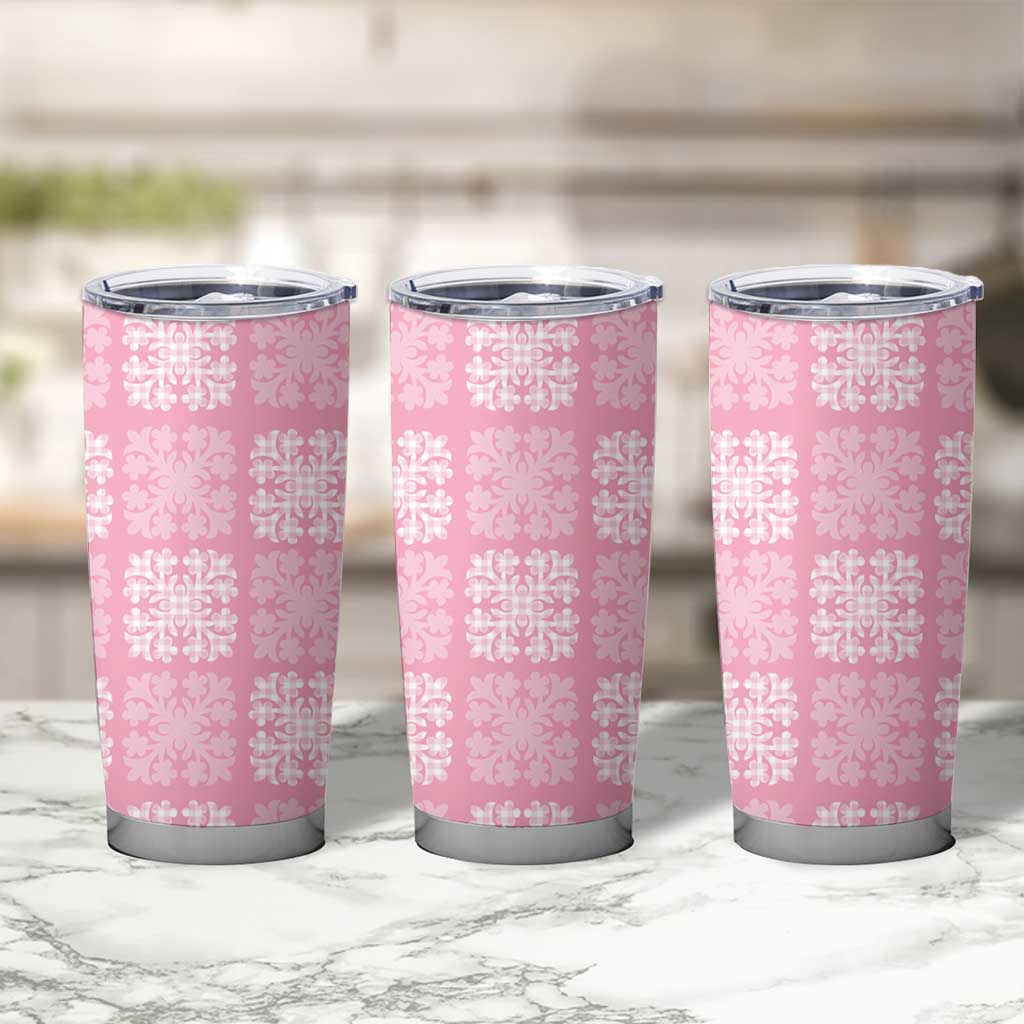 Pink Palaka Quilt Hawaii Tumbler Cup Traditional Hawaii-plaid Pattern LT14 - Polynesian Pride