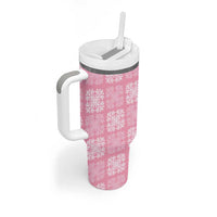 Pink Palaka Quilt Hawaii Tumbler With Handle Traditional Hawaii-plaid Pattern LT14 - Polynesian Pride