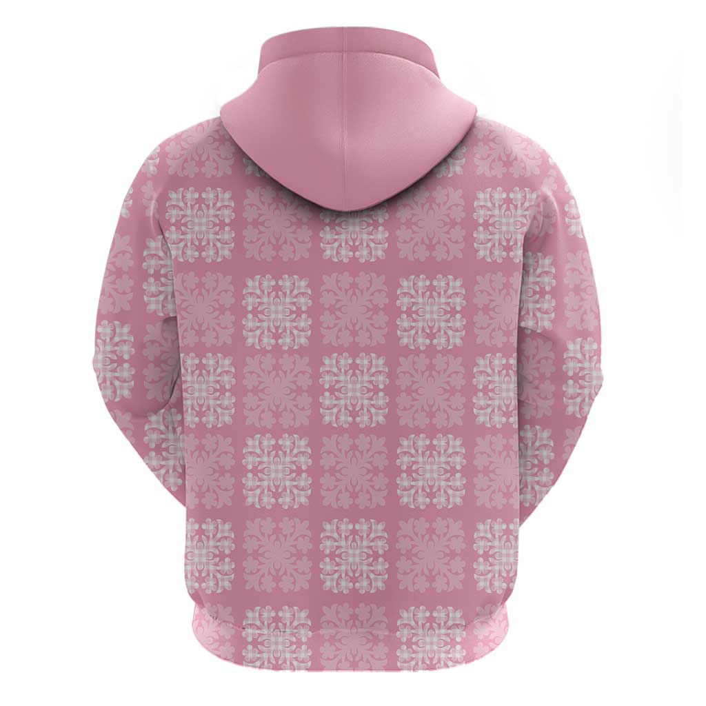 Pink Palaka Quilt Hawaii Zip Hoodie Traditional Hawaii-plaid Pattern LT14 - Polynesian Pride