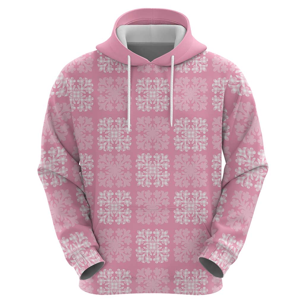Pink Palaka Quilt Hawaii Zip Hoodie Traditional Hawaii-plaid Pattern LT14 - Polynesian Pride