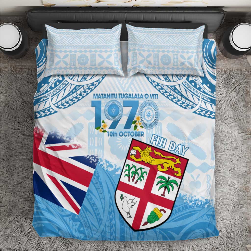 Fiji Day 1970 Bedding Set Proud To Be A Fijian Tapa Pattern LT14 Blue - Polynesian Pride