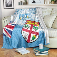 Fiji Day 1970 Blanket Proud To Be A Fijian Tapa Pattern LT14 Blue - Polynesian Pride