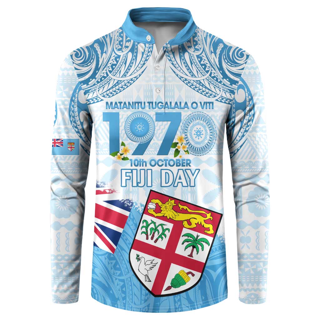 Fiji Day 1970 Button Sweatshirt Proud To Be A Fijian Tapa Pattern LT14 Blue - Polynesian Pride