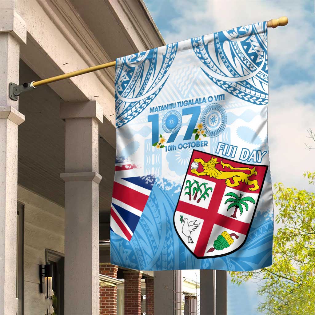 Fiji Day 1970 Garden Flag Proud To Be A Fijian Tapa Pattern LT14 House Flag Blue - Polynesian Pride