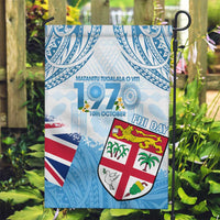 Fiji Day 1970 Garden Flag Proud To Be A Fijian Tapa Pattern LT14 Garden Flag Blue - Polynesian Pride