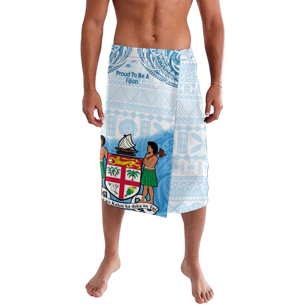 Fiji Day 1970 Lavalava Proud To Be A Fijian Tapa Pattern LT14 Blue - Polynesian Pride