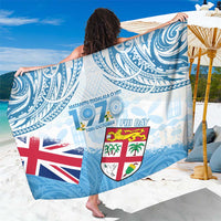 Fiji Day 1970 Sarong Proud To Be A Fijian Tapa Pattern LT14 One Size 44 x 66 inches Blue - Polynesian Pride