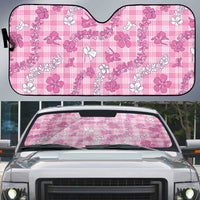 Alaka Aloha Hawaii Auto Sun Shade Plumeria Lei With Palaka Motif LT14 Pink - Polynesian Pride