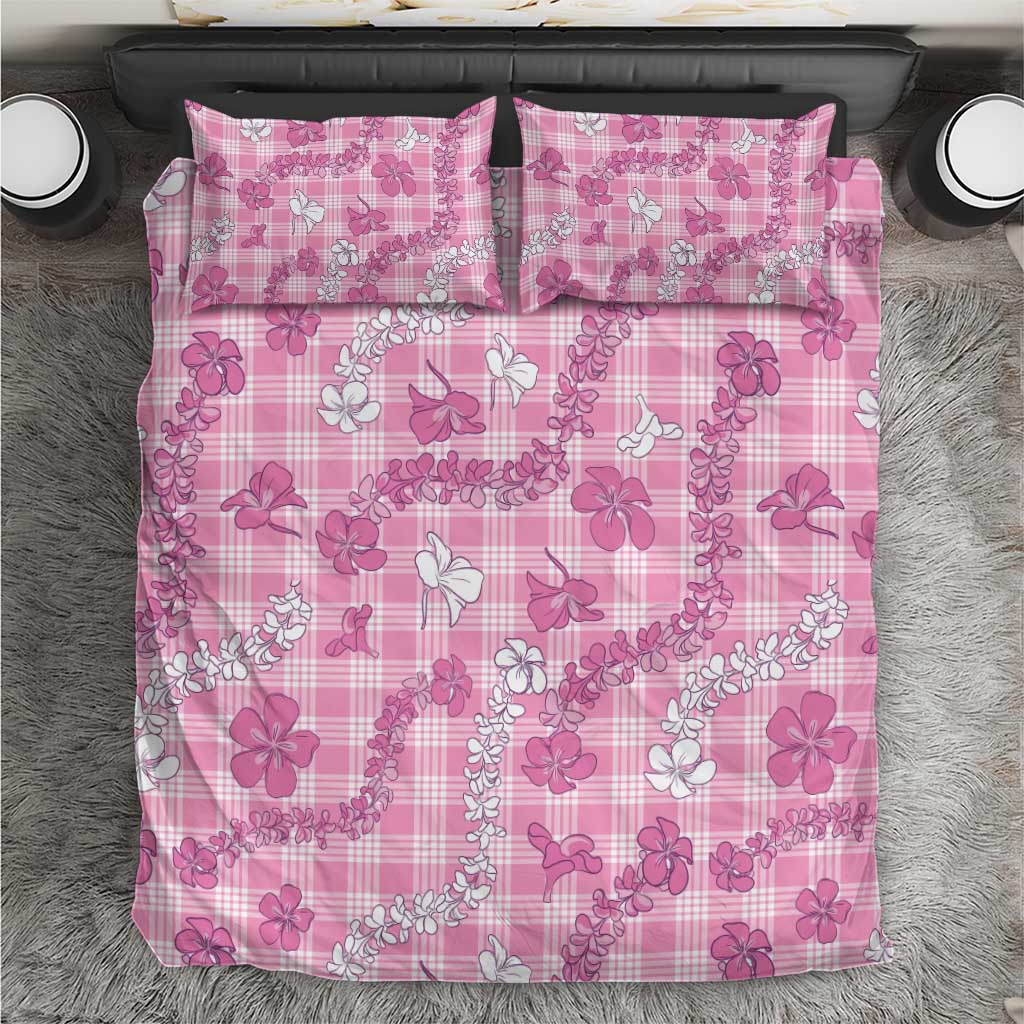 Alaka Aloha Hawaii Bedding Set Plumeria Lei With Palaka Motif LT14 Pink - Polynesian Pride