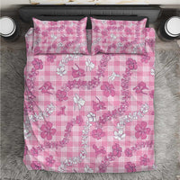 Alaka Aloha Hawaii Bedding Set Plumeria Lei With Palaka Motif LT14 Pink - Polynesian Pride
