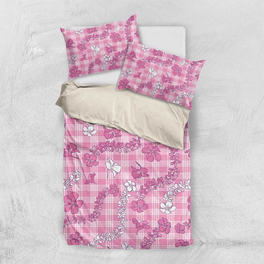 Alaka Aloha Hawaii Bedding Set Plumeria Lei With Palaka Motif LT14 US Twin 172cm x 218cm Pink - Polynesian Pride