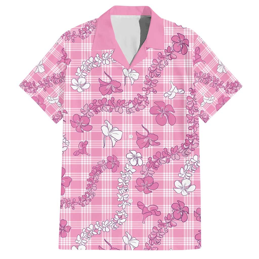 Alaka Aloha Hawaii Hawaiian Shirt Plumeria Lei With Palaka Motif LT14 Pink - Polynesian Pride