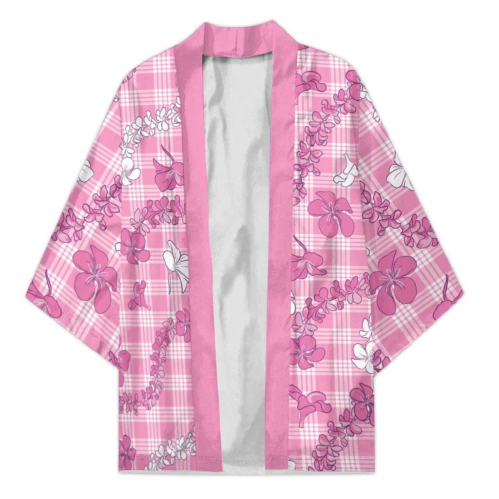 Alaka Aloha Hawaii Kimono Plumeria Lei With Palaka Motif LT14 Unisex Pink - Polynesian Pride