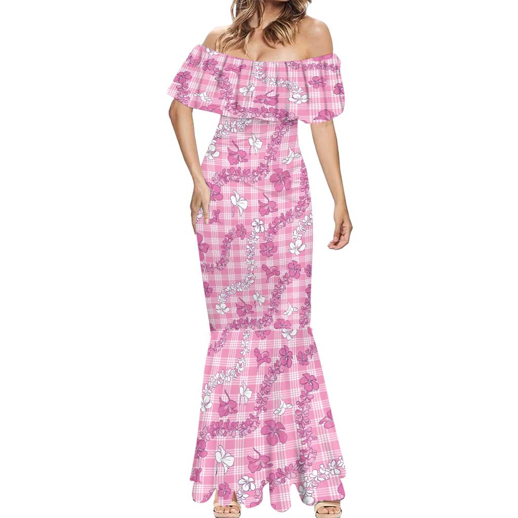 Alaka Aloha Hawaii Mermaid Dress Plumeria Lei With Palaka Motif LT14 - Polynesian Pride