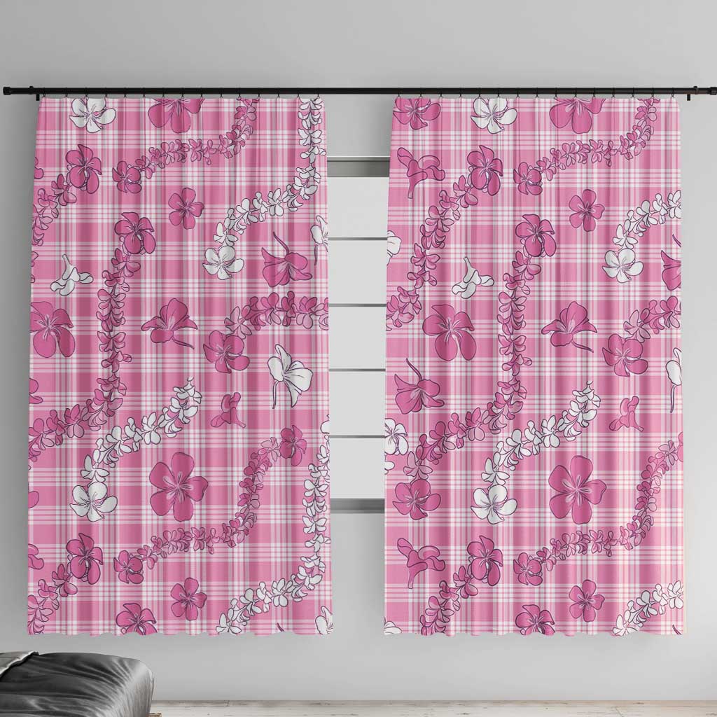 Alaka Aloha Hawaii Window Curtain Plumeria Lei With Palaka Motif LT14 With Hooks Pink - Polynesian Pride