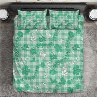 Omaomao Aloha Hawaii Bedding Set Plumeria Lei With Palaka Motif LT14 Green - Polynesian Pride
