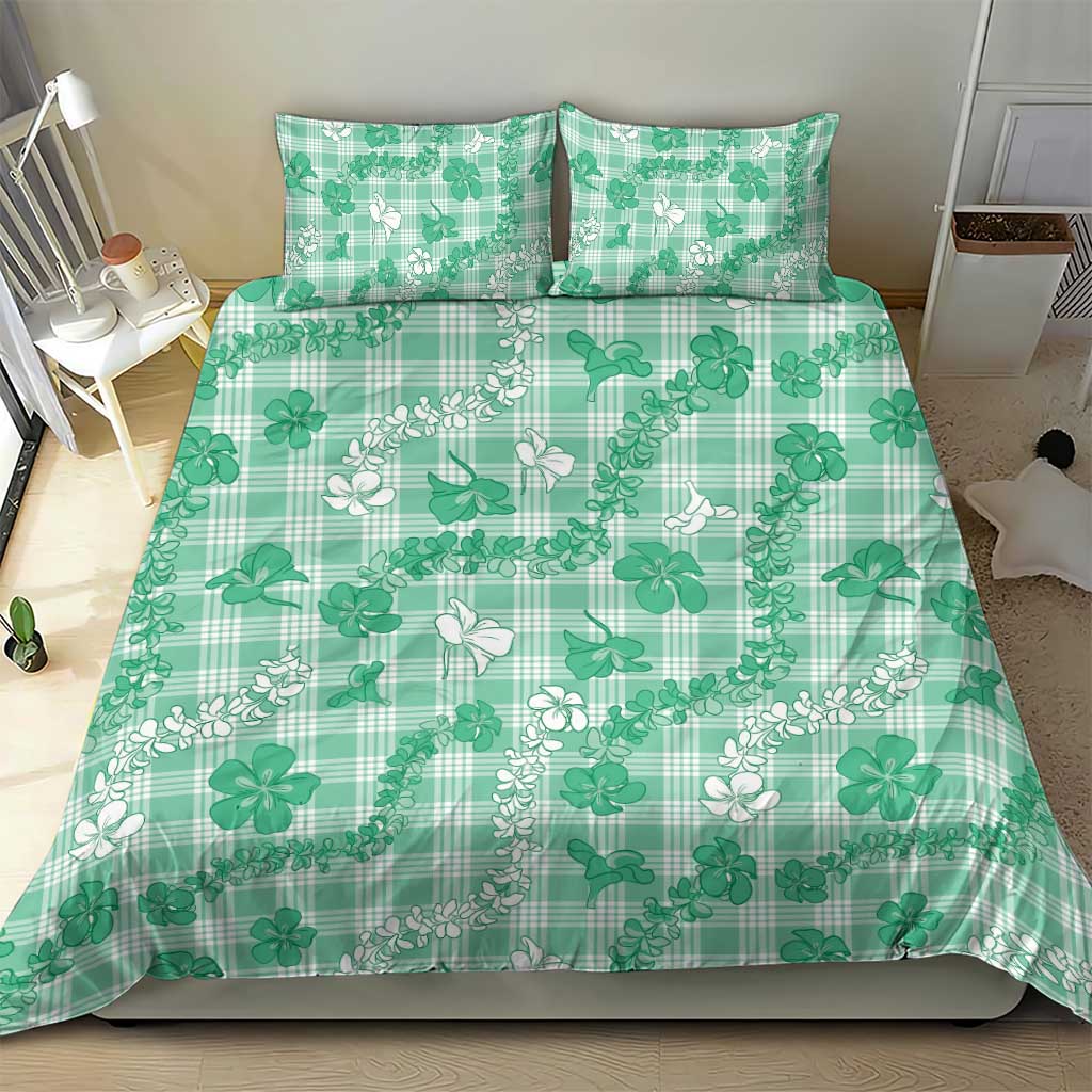 Omaomao Aloha Hawaii Bedding Set Plumeria Lei With Palaka Motif LT14 - Polynesian Pride