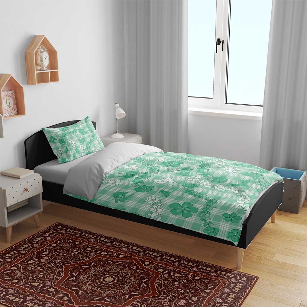 Omaomao Aloha Hawaii Bedding Set Plumeria Lei With Palaka Motif LT14 - Polynesian Pride