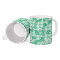 Omaomao Aloha Hawaii Ceramic Mug Plumeria Lei With Palaka Motif LT14 - Polynesian Pride