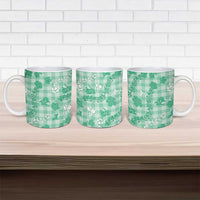 Omaomao Aloha Hawaii Ceramic Mug Plumeria Lei With Palaka Motif LT14 - Polynesian Pride
