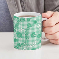 Omaomao Aloha Hawaii Ceramic Mug Plumeria Lei With Palaka Motif LT14 - Polynesian Pride