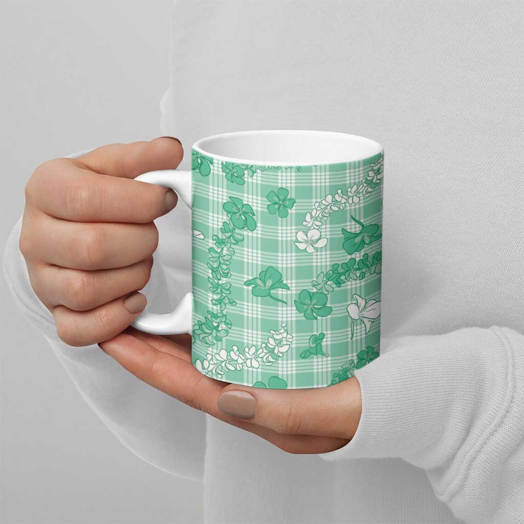 Omaomao Aloha Hawaii Ceramic Mug Plumeria Lei With Palaka Motif LT14 - Polynesian Pride