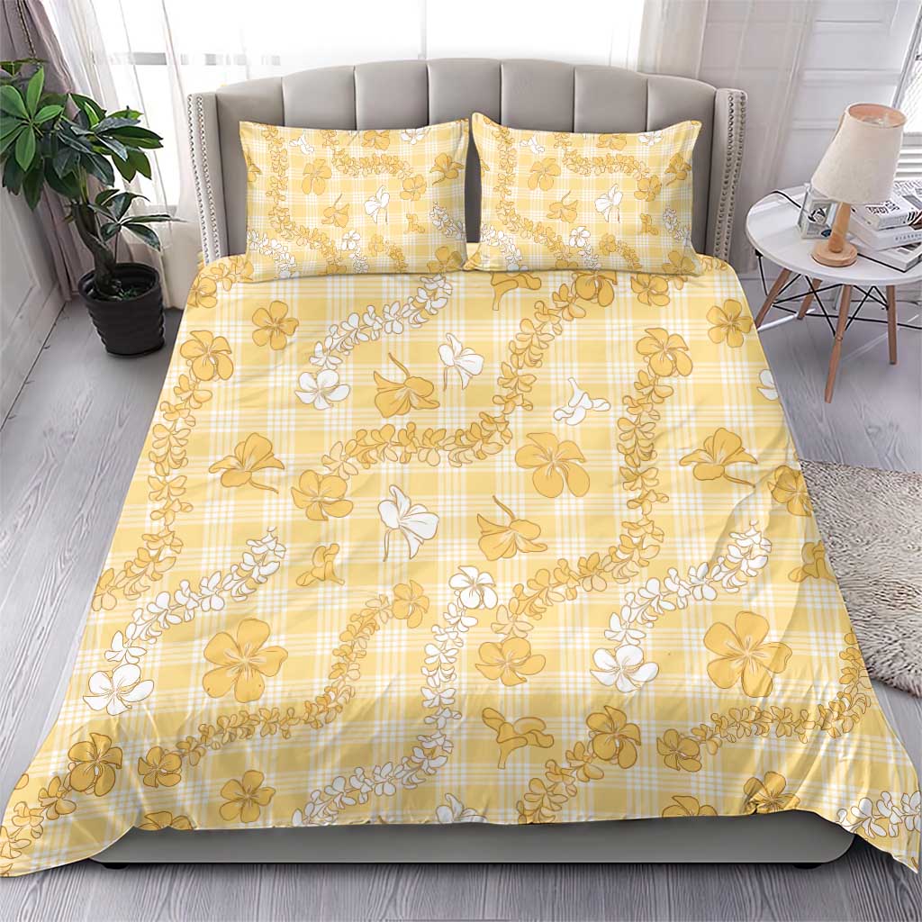 Melemele Aloha Hawaii Bedding Set Plumeria Lei With Palaka Motif LT14 - Polynesian Pride