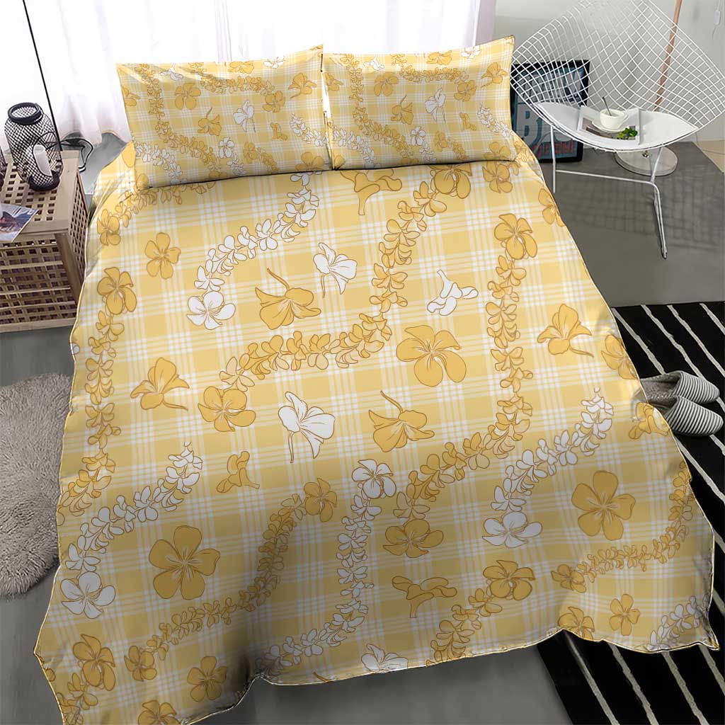 Melemele Aloha Hawaii Bedding Set Plumeria Lei With Palaka Motif LT14 - Polynesian Pride