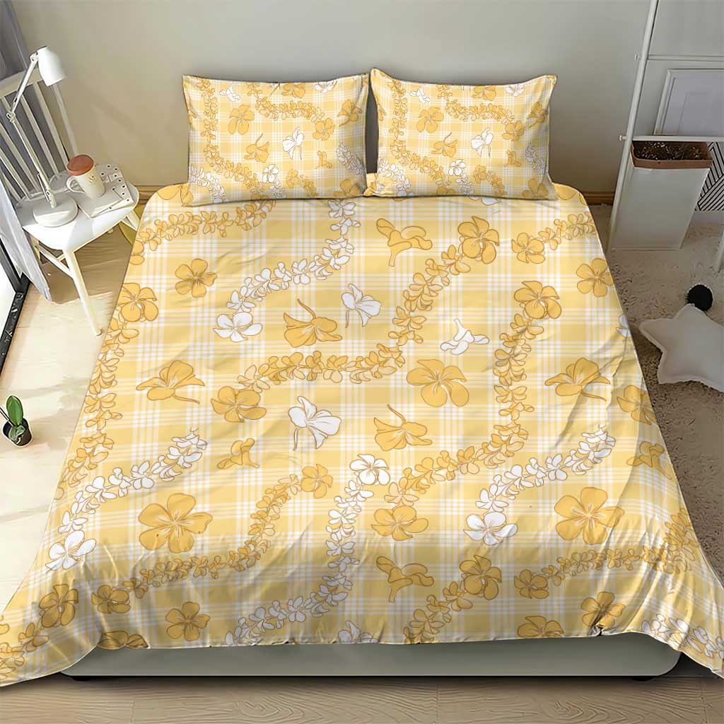 Melemele Aloha Hawaii Bedding Set Plumeria Lei With Palaka Motif LT14 - Polynesian Pride