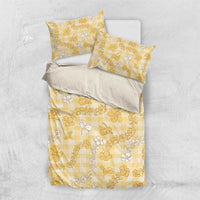 Melemele Aloha Hawaii Bedding Set Plumeria Lei With Palaka Motif LT14 US Twin 172cm x 218cm Yellow - Polynesian Pride