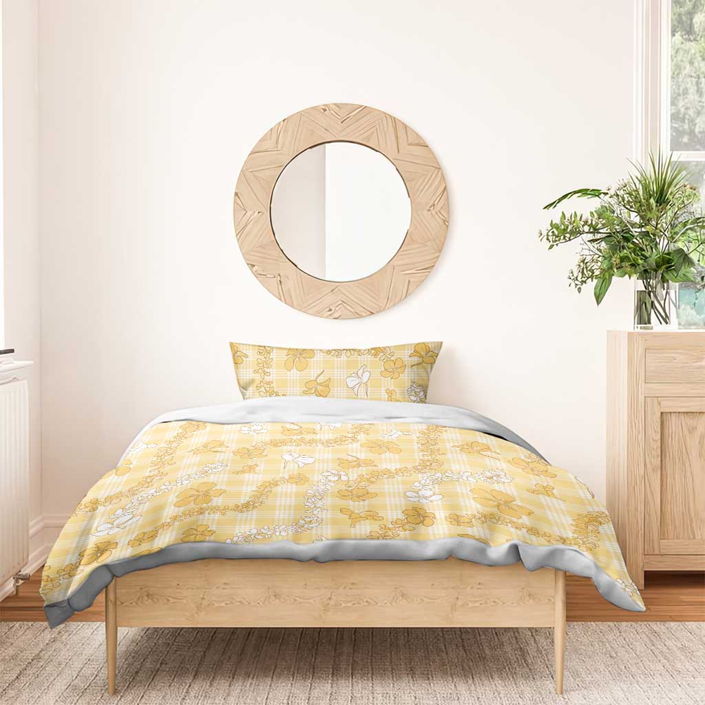 Melemele Aloha Hawaii Bedding Set Plumeria Lei With Palaka Motif LT14 - Polynesian Pride