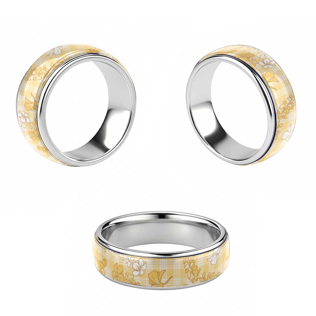 Melemele Aloha Hawaii Classic Ring Plumeria Lei With Palaka Motif LT14 - Polynesian Pride