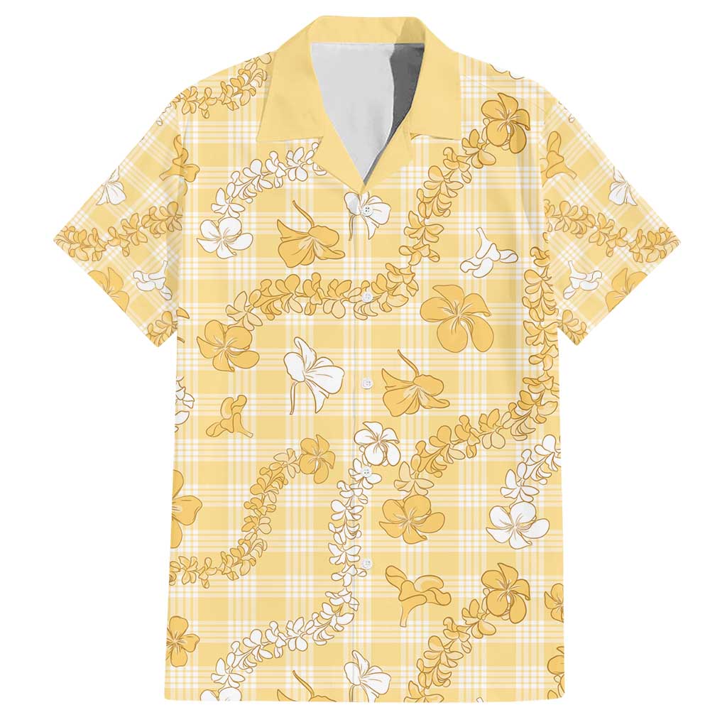 Melemele Aloha Hawaii Hawaiian Shirt Plumeria Lei With Palaka Motif LT14 Yellow - Polynesian Pride