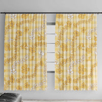 Melemele Aloha Hawaii Window Curtain Plumeria Lei With Palaka Motif LT14 With Hooks Yellow - Polynesian Pride
