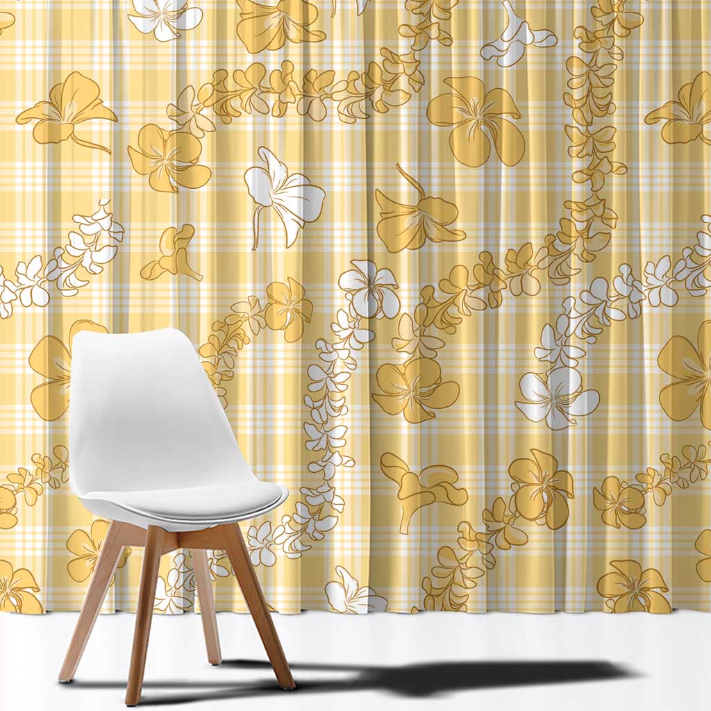 Melemele Aloha Hawaii Window Curtain Plumeria Lei With Palaka Motif LT14 - Polynesian Pride