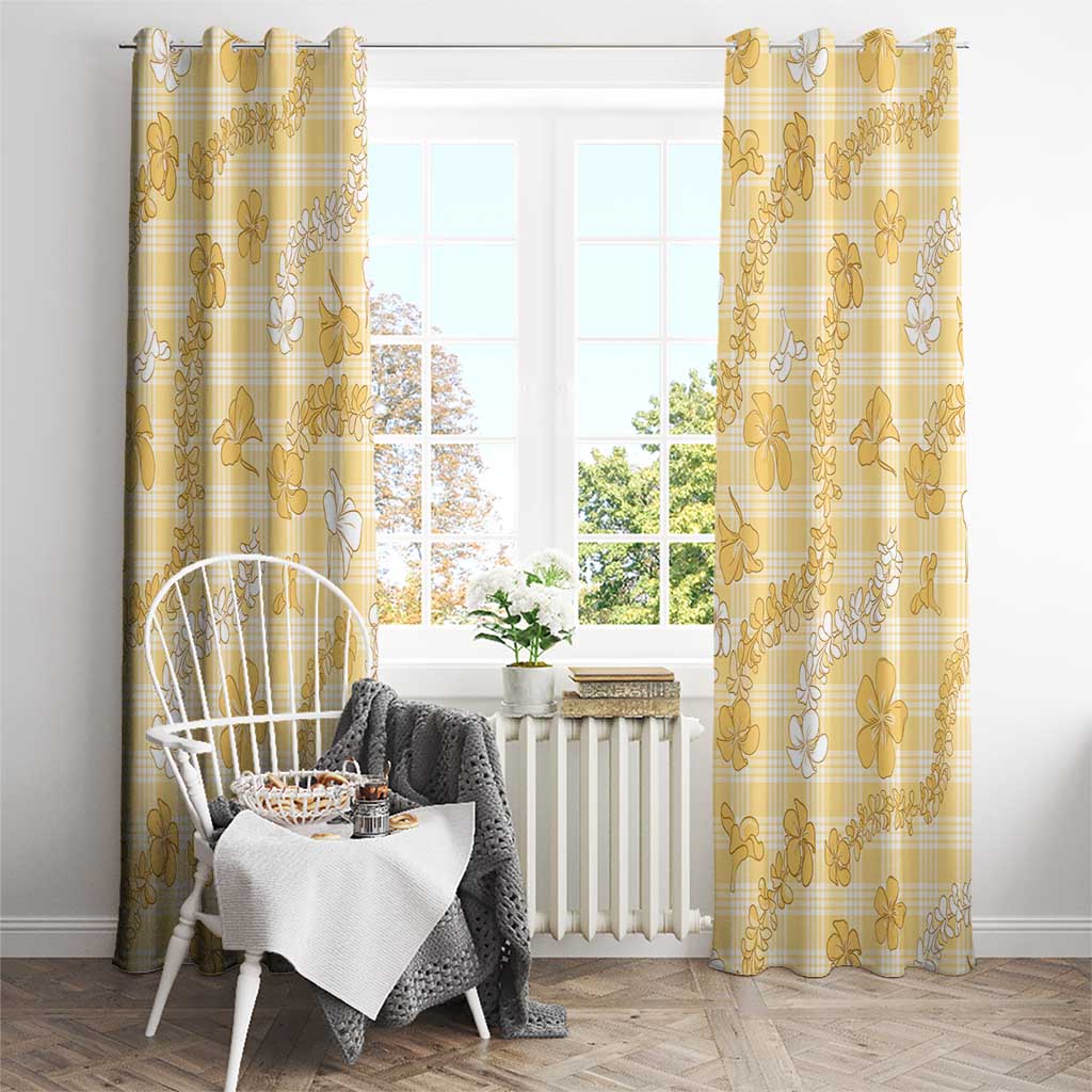 Melemele Aloha Hawaii Window Curtain Plumeria Lei With Palaka Motif LT14 - Polynesian Pride