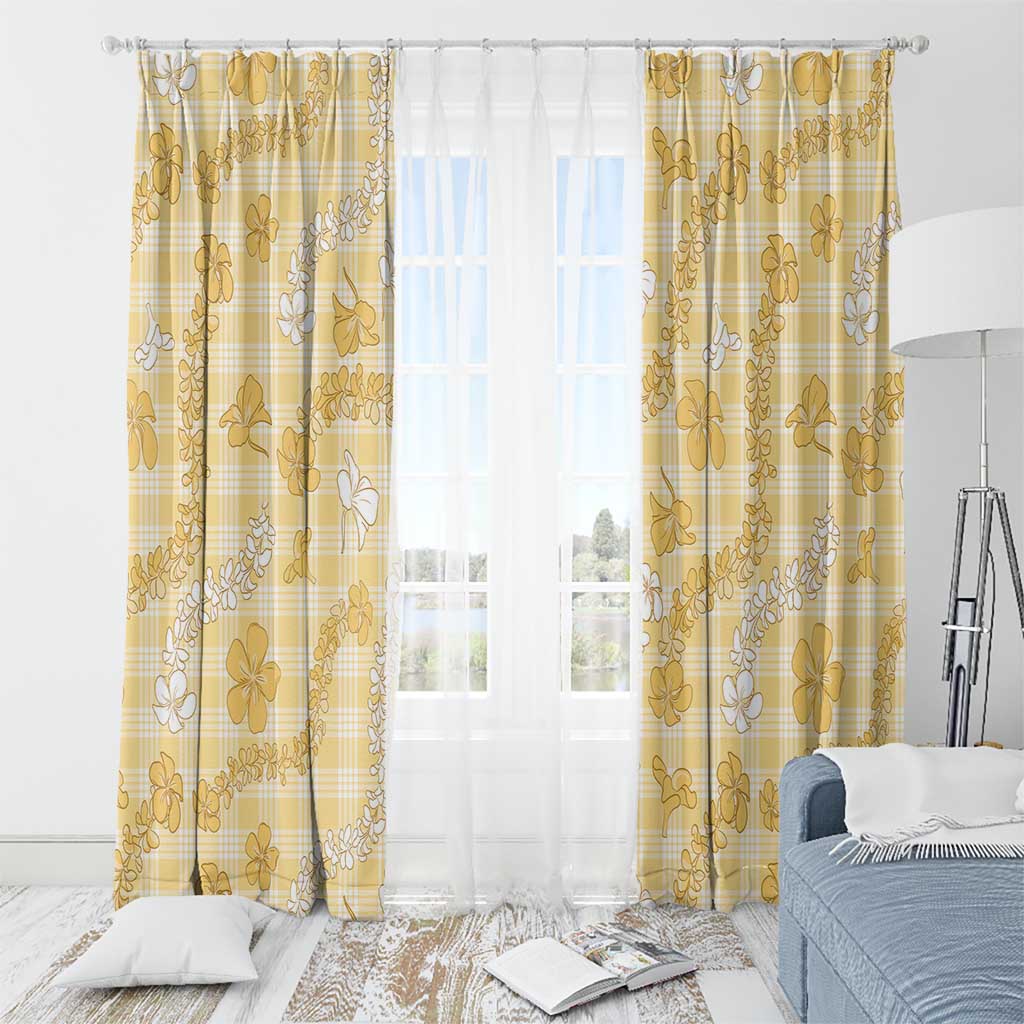 Melemele Aloha Hawaii Window Curtain Plumeria Lei With Palaka Motif LT14 - Polynesian Pride