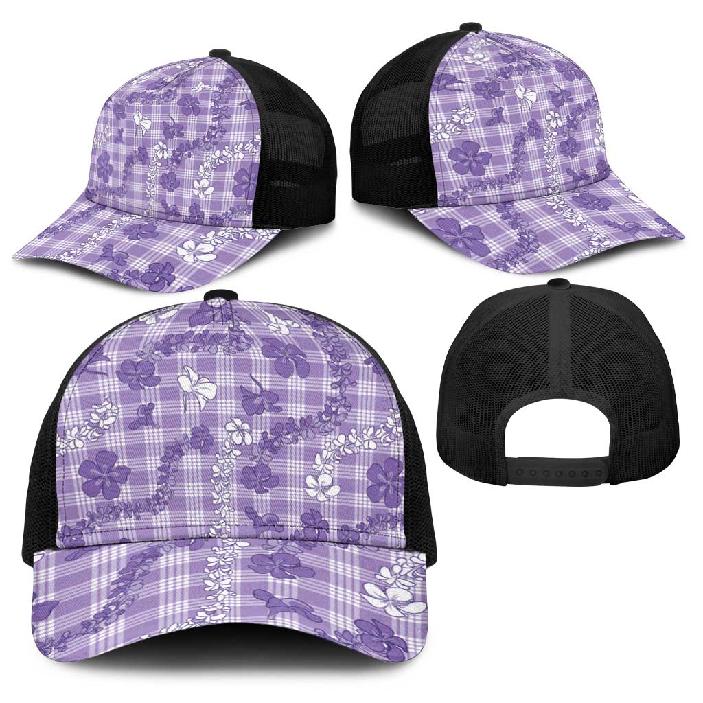 Poni Aloha Hawaii Baseball Net Cap Plumeria Lei With Palaka Motif LT14 - Polynesian Pride