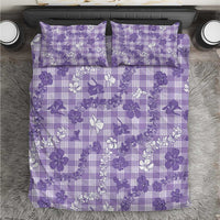 Poni Aloha Hawaii Bedding Set Plumeria Lei With Palaka Motif LT14 Purple - Polynesian Pride