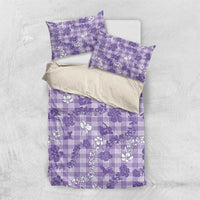 Poni Aloha Hawaii Bedding Set Plumeria Lei With Palaka Motif LT14 US Twin 172cm x 218cm Purple - Polynesian Pride