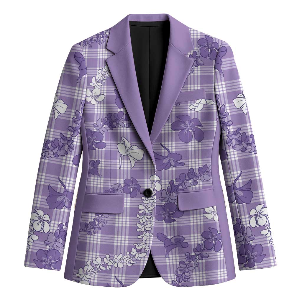 Poni Aloha Hawaii Blazer Plumeria Lei With Palaka Motif LT14 Unisex Purple - Polynesian Pride