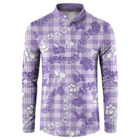 Poni Aloha Hawaii Button Sweatshirt Plumeria Lei With Palaka Motif LT14 Purple - Polynesian Pride
