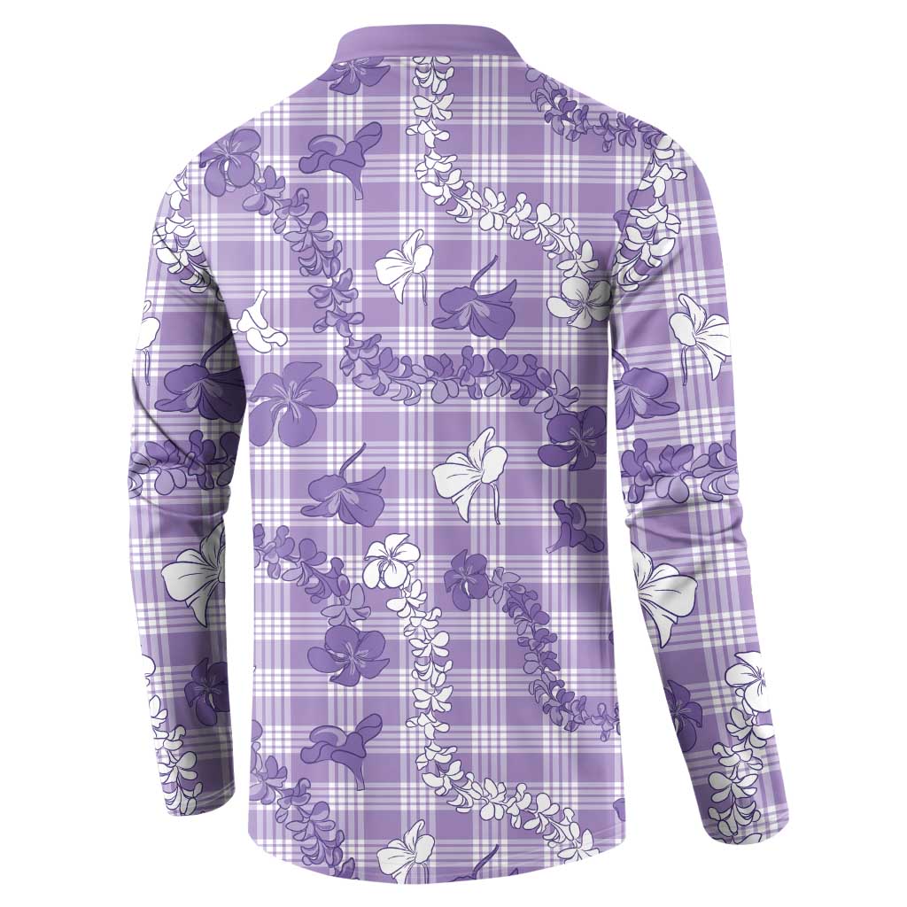 Poni Aloha Hawaii Button Sweatshirt Plumeria Lei With Palaka Motif LT14 - Polynesian Pride