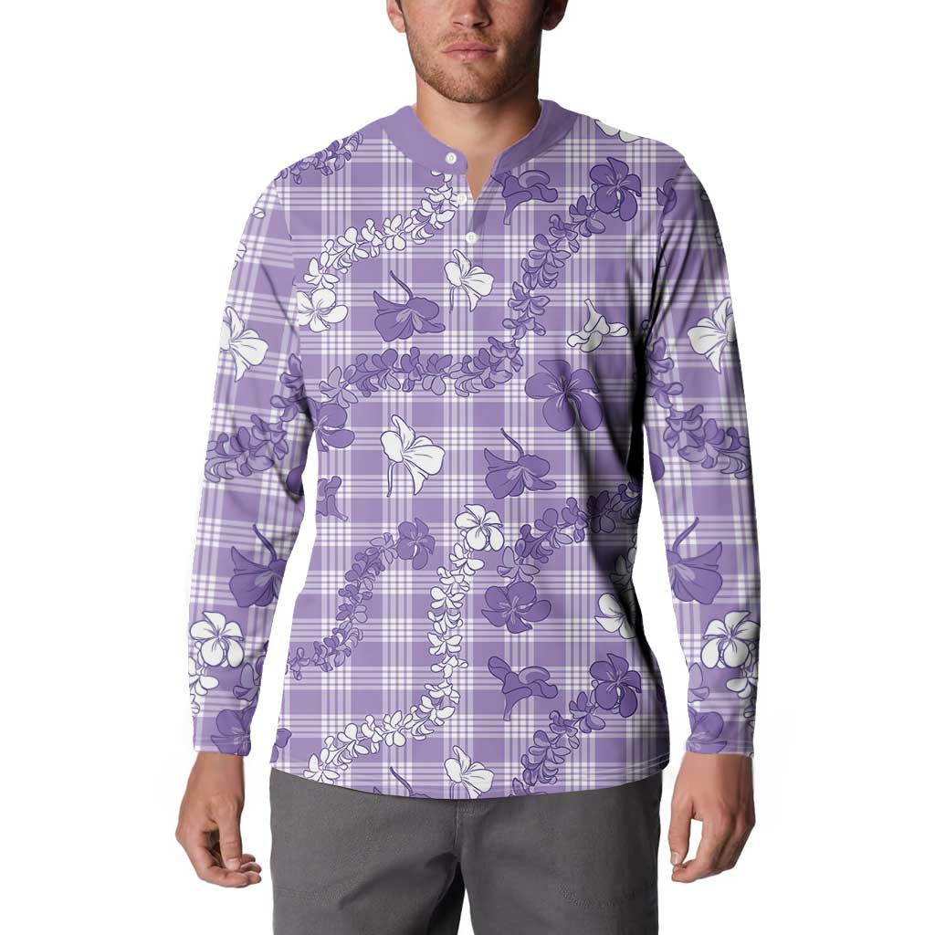 Poni Aloha Hawaii Button Sweatshirt Plumeria Lei With Palaka Motif LT14 - Polynesian Pride