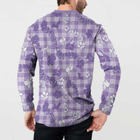 Poni Aloha Hawaii Button Sweatshirt Plumeria Lei With Palaka Motif LT14 - Polynesian Pride