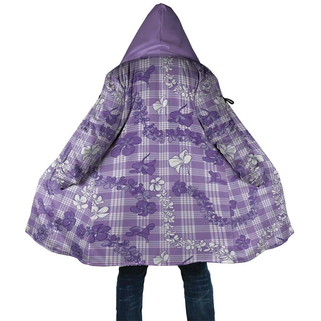 Poni Aloha Hawaii Cloak Plumeria Lei With Palaka Motif LT14 Unisex Purple - Polynesian Pride