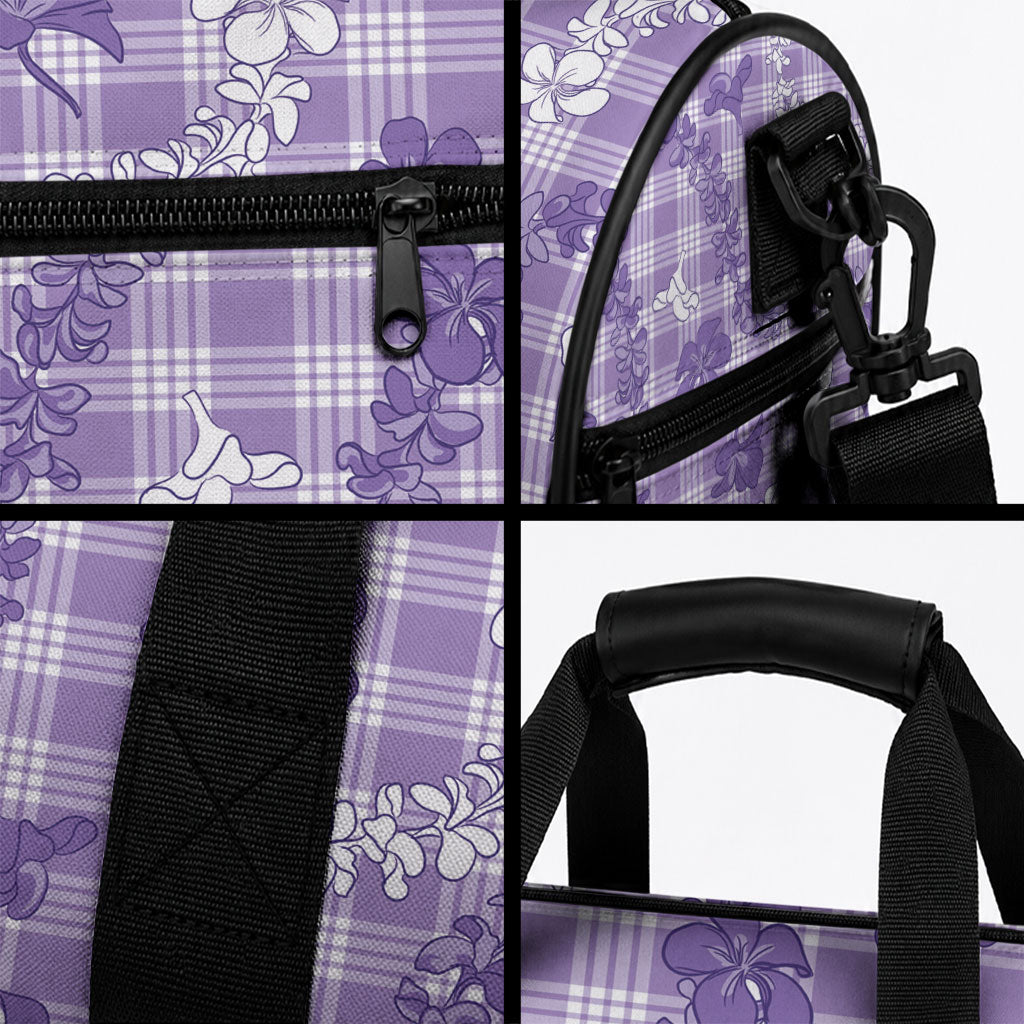 Poni Aloha Hawaii Duffle Bag Plumeria Lei With Palaka Motif