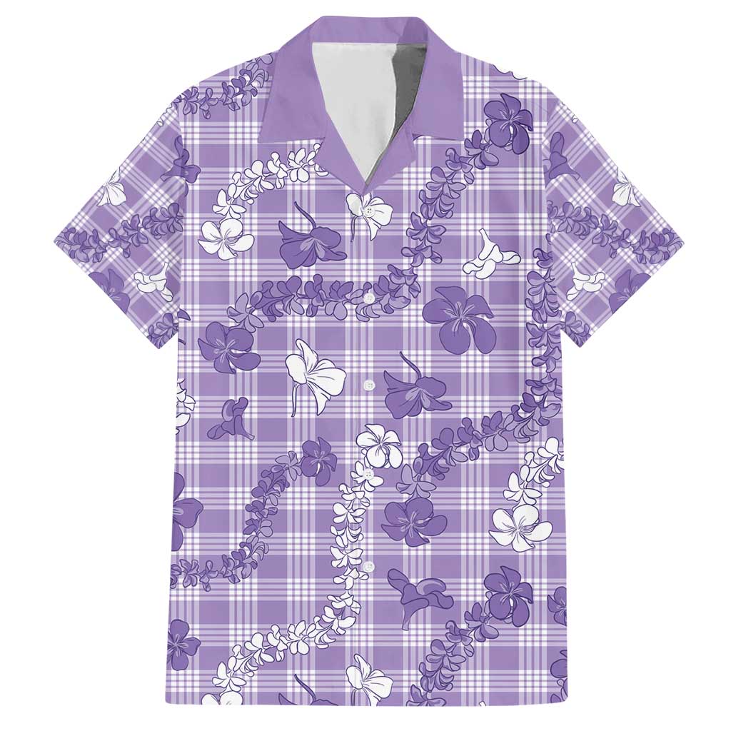 Poni Aloha Hawaii Hawaiian Shirt Plumeria Lei With Palaka Motif LT14 Purple - Polynesian Pride