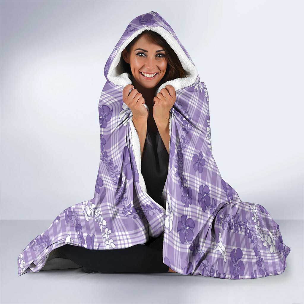 Poni Aloha Hawaii Hooded Blanket Plumeria Lei With Palaka Motif LT14 - Polynesian Pride